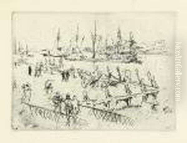 A Sketch On The Embankment. by James Abbott McNeill Whistler