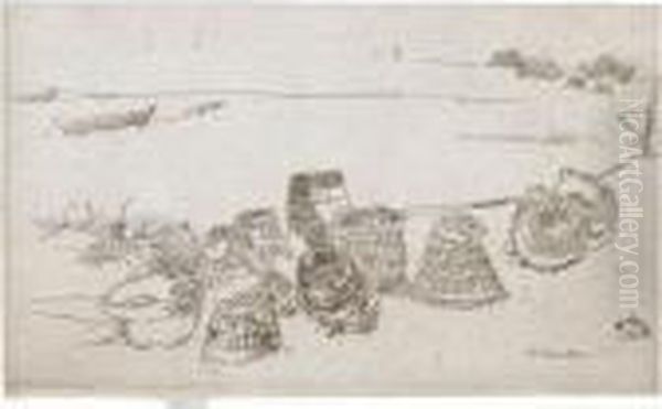 Lobster-pots Oil Painting by James Abbott McNeill Whistler