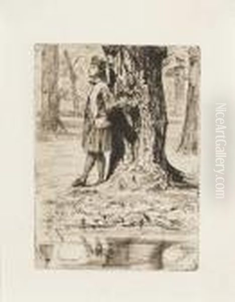 Seymour Standing Under A Tree Oil Painting by James Abbott McNeill Whistler