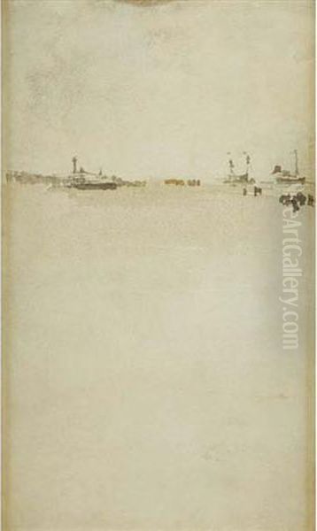 Beach Scene At Dieppe Oil Painting by James Abbott McNeill Whistler