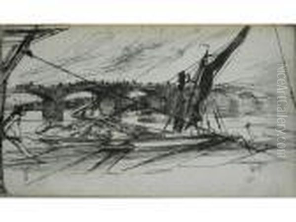 Vauxhall Bridge Oil Painting by James Abbott McNeill Whistler