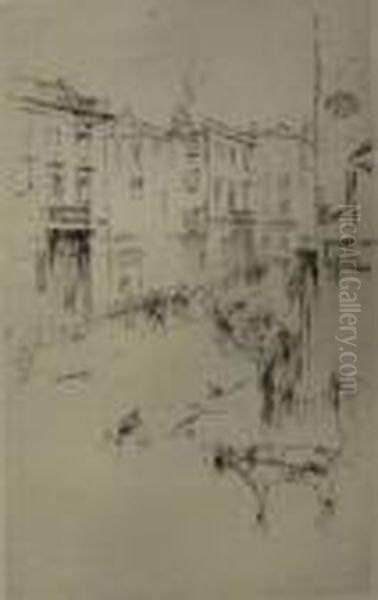 A Street In London Oil Painting by James Abbott McNeill Whistler