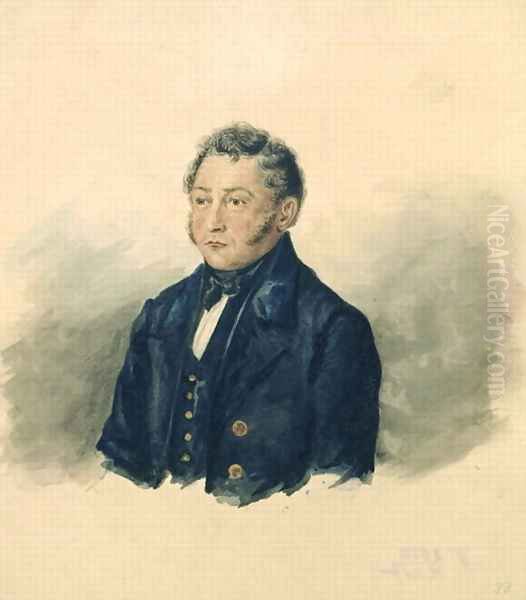 Portrait of Faddey Venediktovich Bulgarin, c.1840 Oil Painting by Ivan Nikolayevich Terebenev