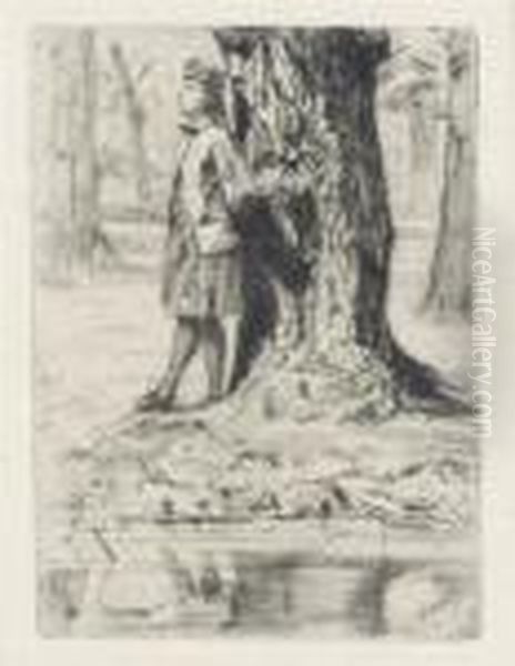 Seymour Standing Under A Tree Oil Painting by James Abbott McNeill Whistler