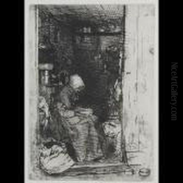 La Vieille Aux Loques (from Twelve Etchings From Nature) [kennedy21] Oil Painting by James Abbott McNeill Whistler