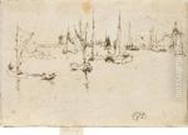 Boats, Dordrecht (kennedy 244) Oil Painting by James Abbott McNeill Whistler