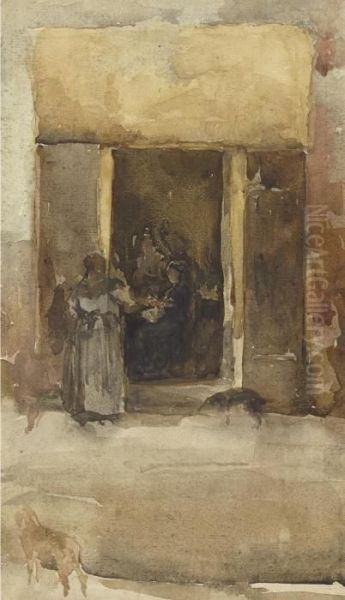 Figures In A Doorway Oil Painting by James Abbott McNeill Whistler