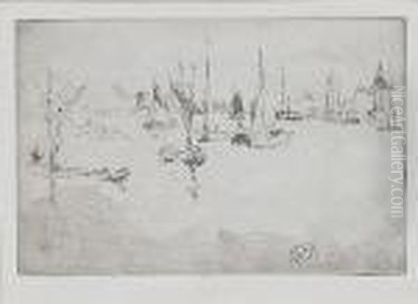 Boats, Dordrecht (kennedy 244) Oil Painting by James Abbott McNeill Whistler