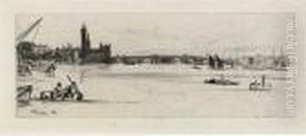 Old Westminster Bridge, From Oil Painting by James Abbott McNeill Whistler