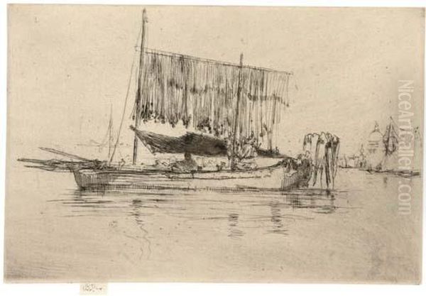 Fishing Boat Oil Painting by James Abbott McNeill Whistler