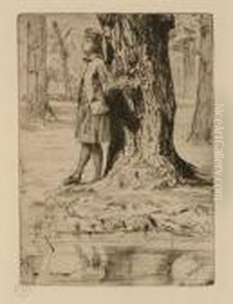 Seymour Standing Under A Tree Oil Painting by James Abbott McNeill Whistler