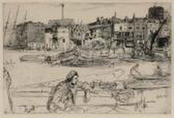 Black Lion Wharf, From 
Sixteen Etchings Oil Painting by James Abbott McNeill Whistler