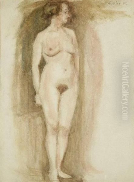 Standing Nude Study Oil Painting by James Abbott McNeill Whistler