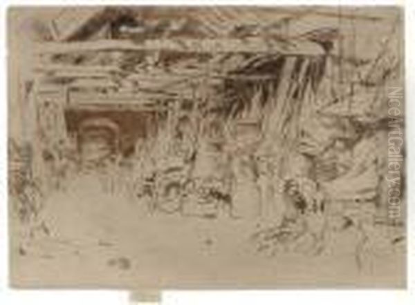 Wheelwright, From Twenty-six Etchings Oil Painting by James Abbott McNeill Whistler