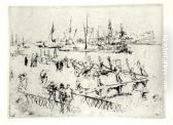 Little Dortrect, Etching Oil Painting by James Abbott McNeill Whistler