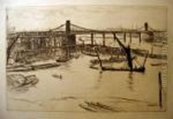 Old Hungerford Bridge Oil Painting by James Abbott McNeill Whistler