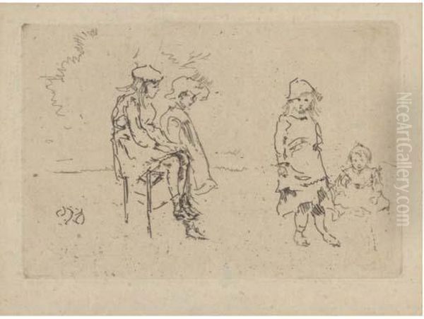 The Menpes Children, From Whistler As I Knew Him Oil Painting by James Abbott McNeill Whistler