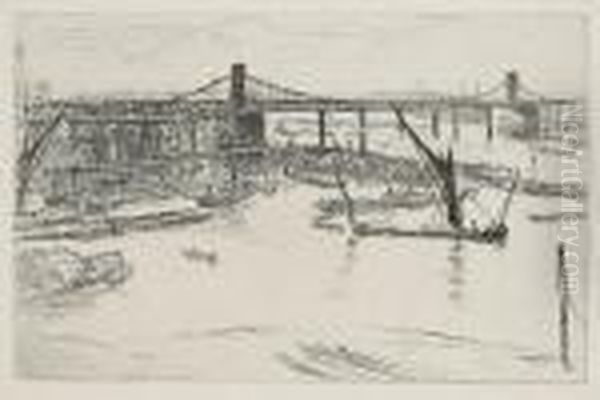 Old Hungerford Bridge Oil Painting by James Abbott McNeill Whistler