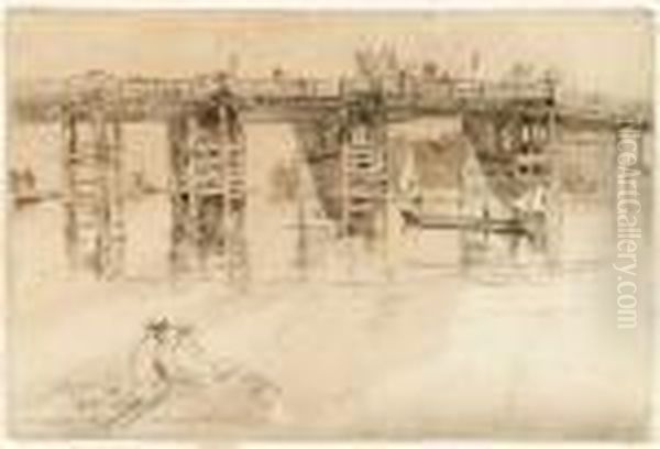 Old Putney Bridge Oil Painting by James Abbott McNeill Whistler