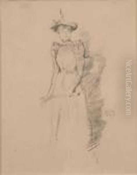 Woman With Gloves And Parasol Oil Painting by James Abbott McNeill Whistler