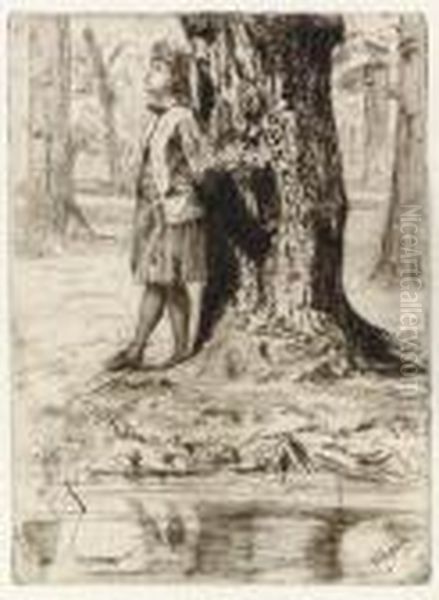 Seymour Standing Under A Tree Oil Painting by James Abbott McNeill Whistler