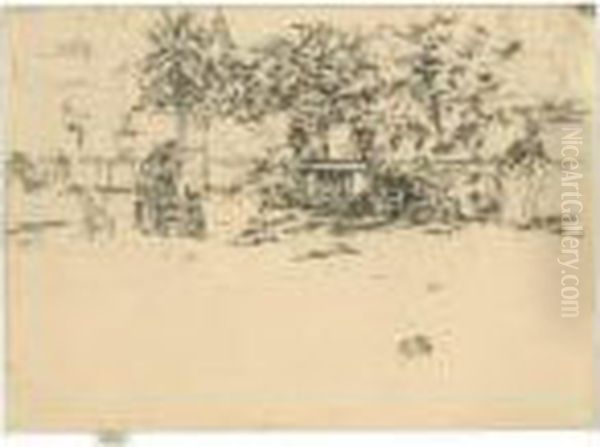 Terrace, Luxembourg Gardens, No. 1 (k. 425) Oil Painting by James Abbott McNeill Whistler