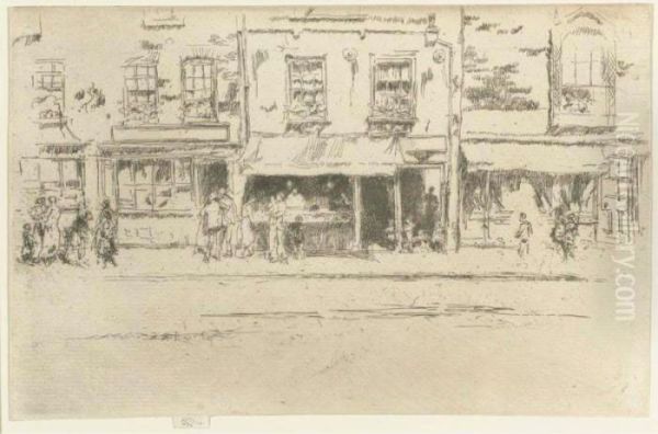 The Fish-shop, Busy Chelsea (k. 264) Oil Painting by James Abbott McNeill Whistler