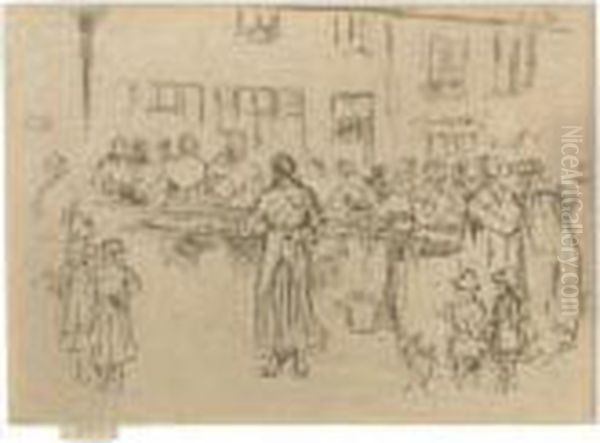 Fish-market, Ostend (k. 349) Oil Painting by James Abbott McNeill Whistler