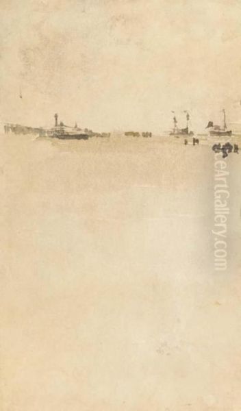 Beach Scene Oil Painting by James Abbott McNeill Whistler