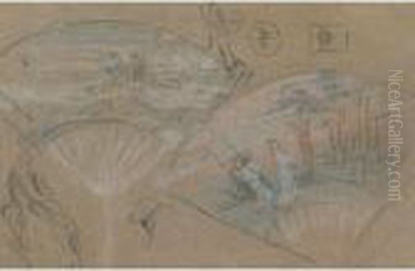 Fans And Figures: A Double Sided Drawing Oil Painting by James Abbott McNeill Whistler