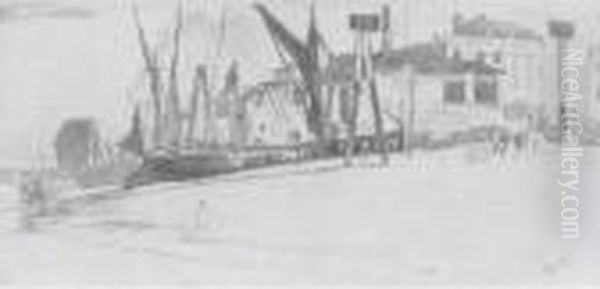 Chelsea Wharf Oil Painting by James Abbott McNeill Whistler