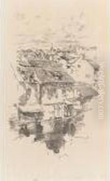 Vitre: The Canal (w. 39; S./s./t. 63) Oil Painting by James Abbott McNeill Whistler