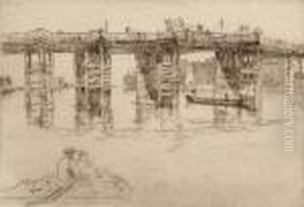 Old Putney Bridge Oil Painting by James Abbott McNeill Whistler