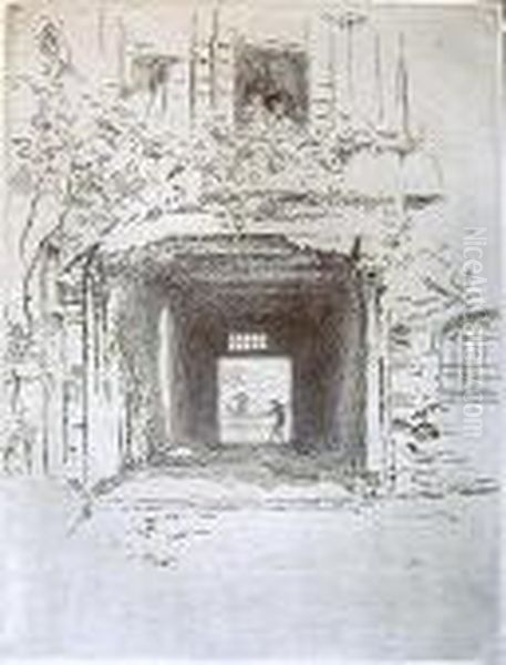 Doorway And Vine (k. 196) Oil Painting by James Abbott McNeill Whistler