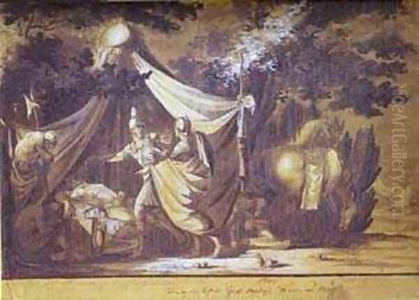 David Refuses To Kill Sleeping Saul 1806 Oil Painting by Fedor Petrovich Tolstoy