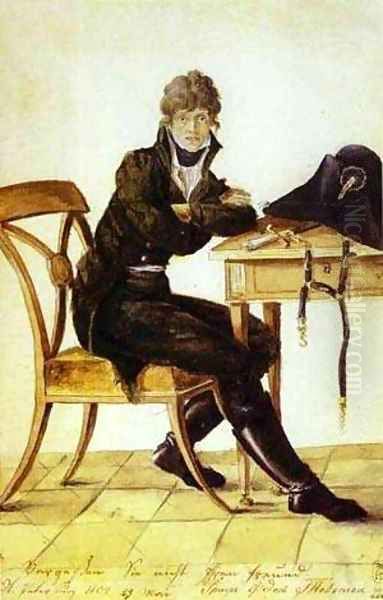 Self Portrait 1804 Oil Painting by Fedor Petrovich Tolstoy