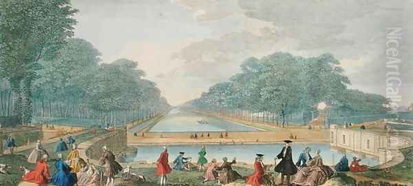 A View of the great Canal of Fontainebleau, published 1794 Oil Painting by John Tinney