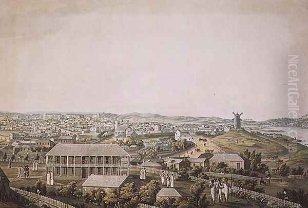 The town of Sydney in New South Wales, central section of a panoramic view, c.1821 Oil Painting by Taylor, Major James