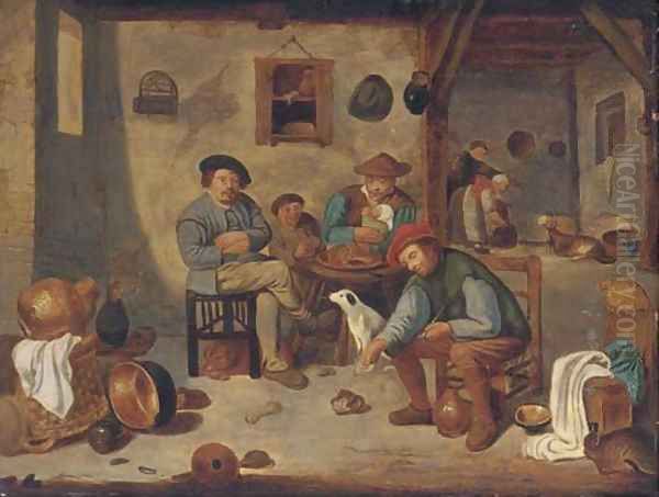 A peasant family in an interior Oil Painting by David The Younger Teniers