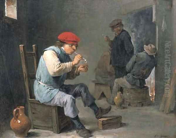 Smokers in a tavern Oil Painting by David The Younger Teniers