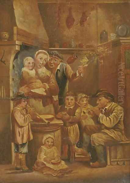 A peasant family in a tavern Oil Painting by David The Younger Teniers