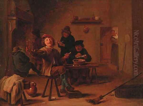 Peasants merrymaking in a tavern interior Oil Painting by David The Younger Teniers