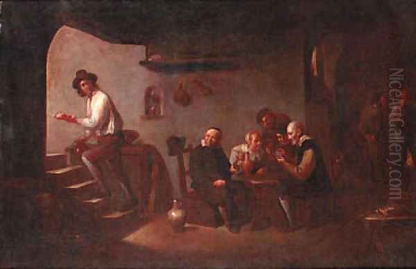 A company playing at cards in a tavern Oil Painting by David The Younger Teniers