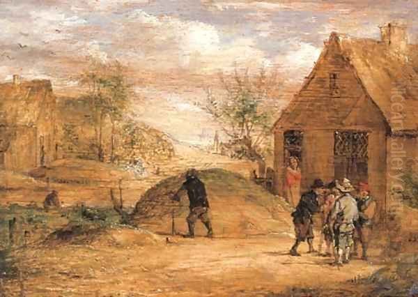 Peasants conversing outside a house Oil Painting by David The Younger Teniers