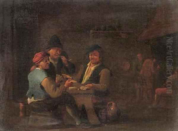 Peasants playing cards in an inn Oil Painting by David The Younger Teniers