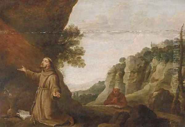 Saint Francis of Assisi receiving the Stigmata Oil Painting by David The Younger Teniers