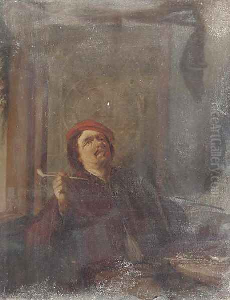 A boor smoking a pipe Oil Painting by David The Younger Teniers