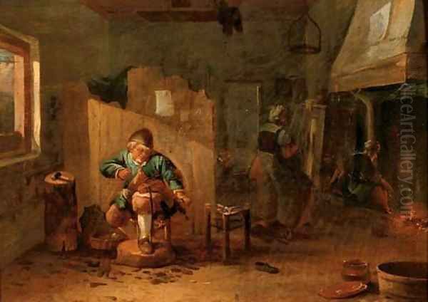 A cobbler in his workshop Oil Painting by David The Younger Teniers