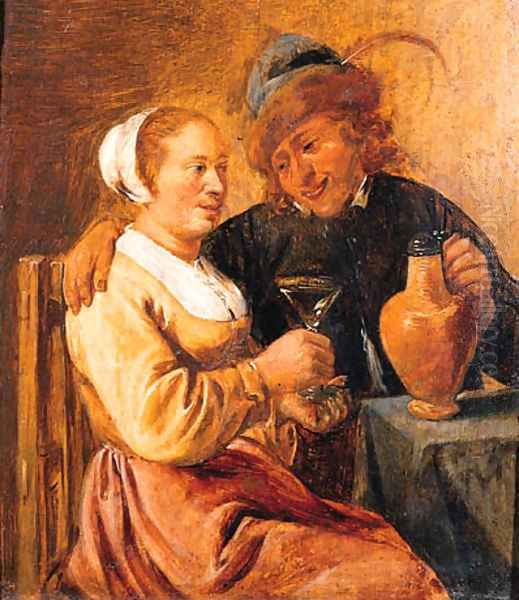 A couple seated at a table Oil Painting by David The Younger Teniers