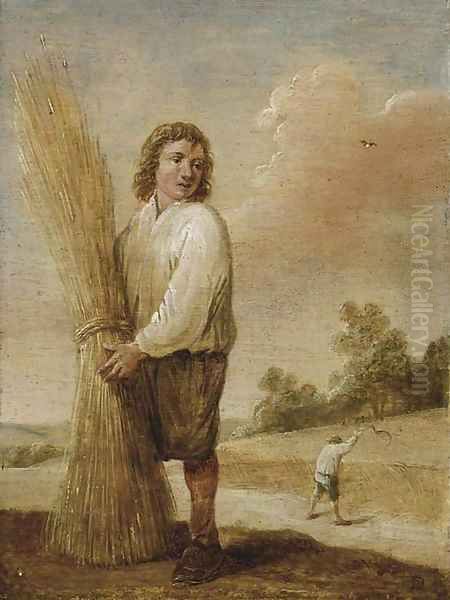 A harvester in a landscape Oil Painting by David The Younger Teniers